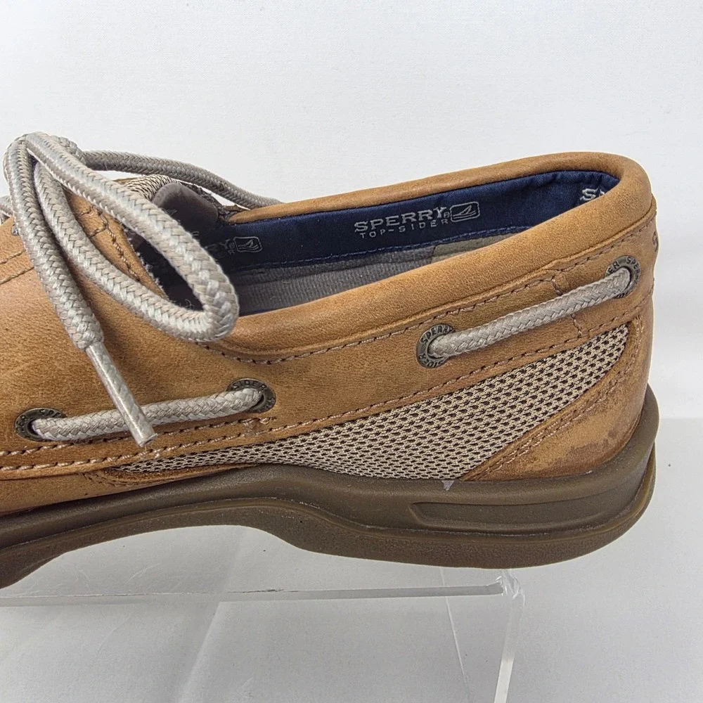Sperry Top-Sider Billfish Boat Shoes Mens 11M Tan Leather Mesh Loafers Good